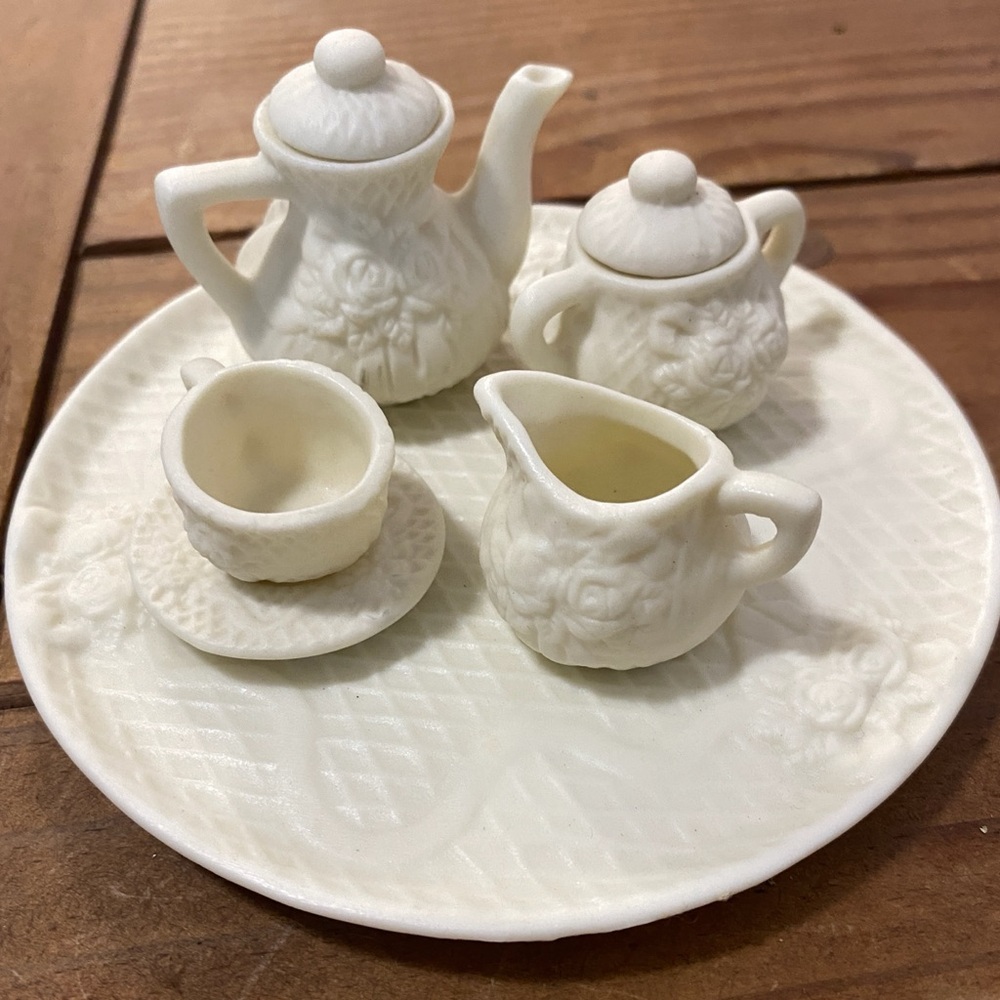Elegant Ivory Miniature Tea Set
